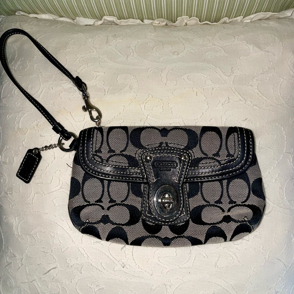 Coach Black and Gray Signature Clutch
